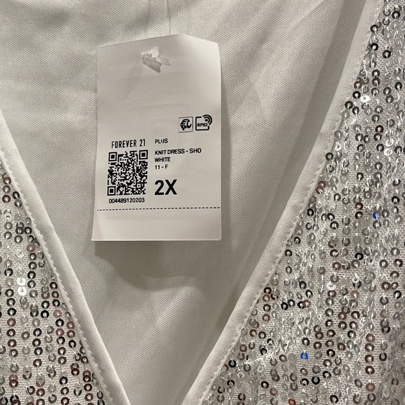 Forever 21+ silver sequin faux wrap party dress - Picture 3 of 7